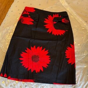 NWT Black Skirt with Red Floral Print - Women's Pencil Skirt